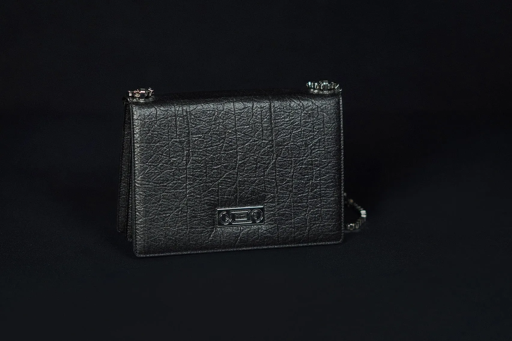 The Cristiana Pinatex® Vegan Shoulder Bag | Black Metallic