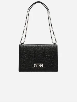 The Cristiana Pinatex® Vegan Shoulder Bag | Black Metallic