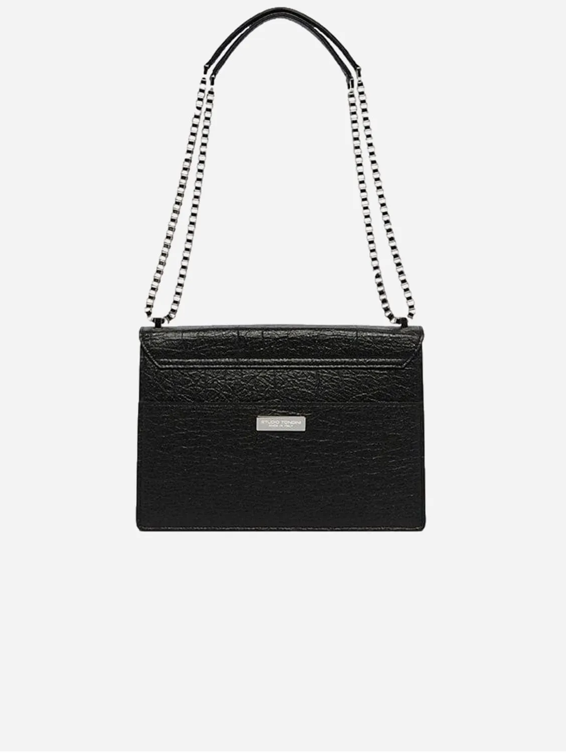 The Cristiana Pinatex® Vegan Shoulder Bag | Black Metallic