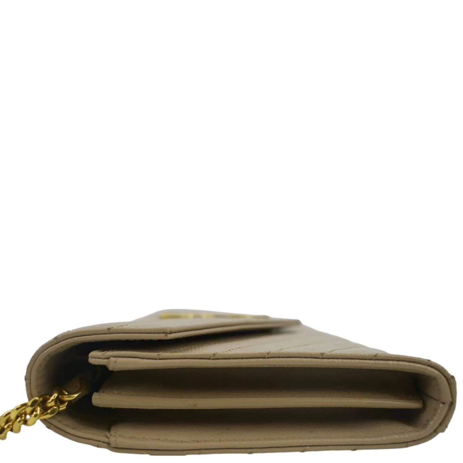 YVES SAINT LAURENT Cassandre Matelasse Chain Wallet Crossbody Bag Beige